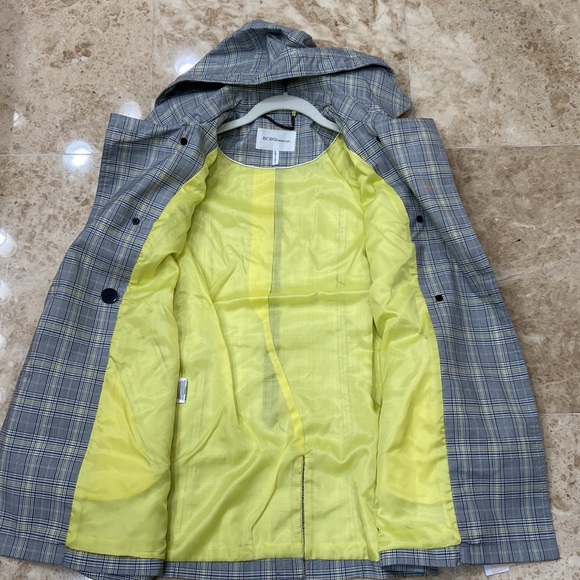 BCBGeneration Grey and Yellow Plaid Trench Coat. Size Small. NWT - Picture 10 of 11